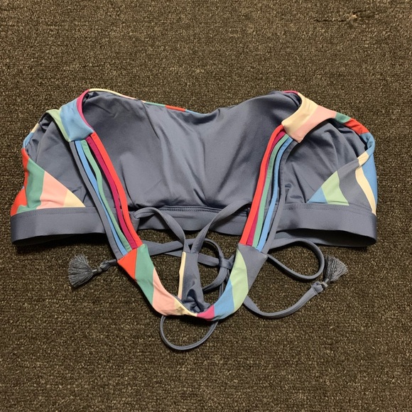 Dusty Blue striped bathing suit top S - Picture 4 of 4